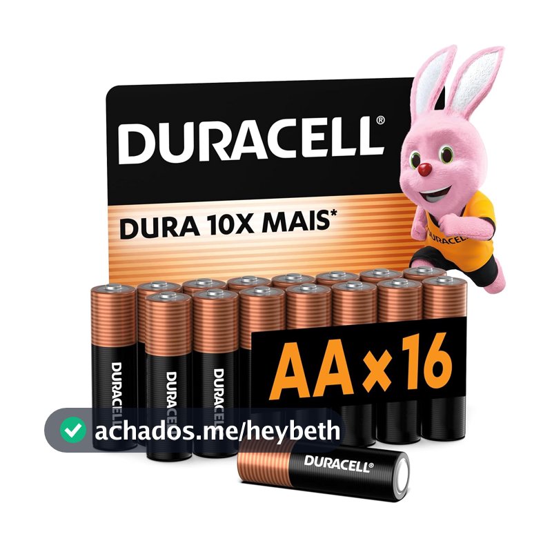 Duracell Pilha Alcalina AA Pequena Com 16 Unidades – Dura até 10x Mais – Ideal para Controle Xbox™, Brinquedos e Lanternas