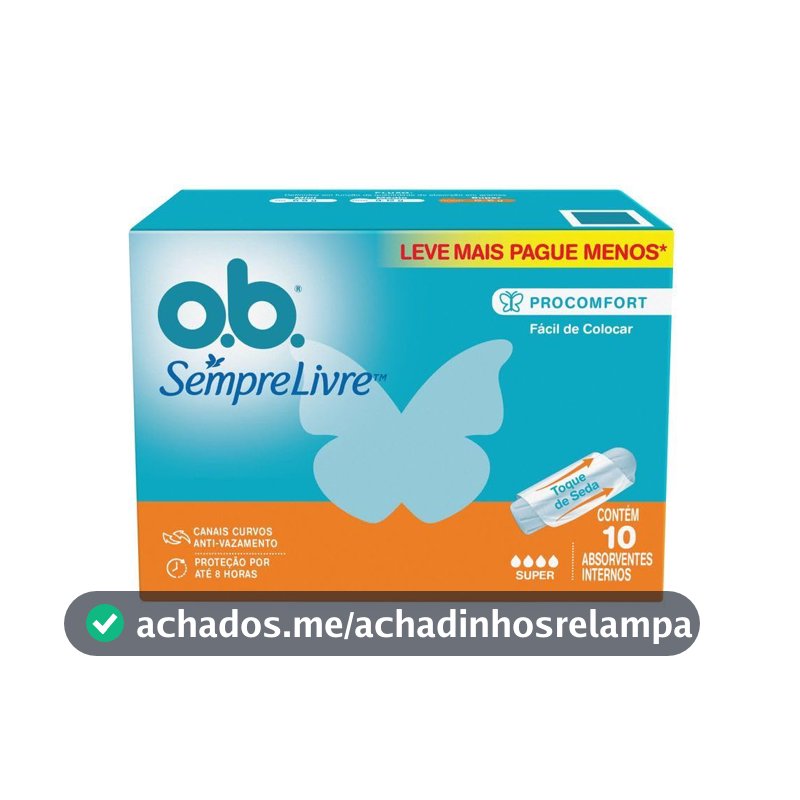 Absorvente Interno O.B. Sempre Livre, Fluxo Super, 10 Unidades