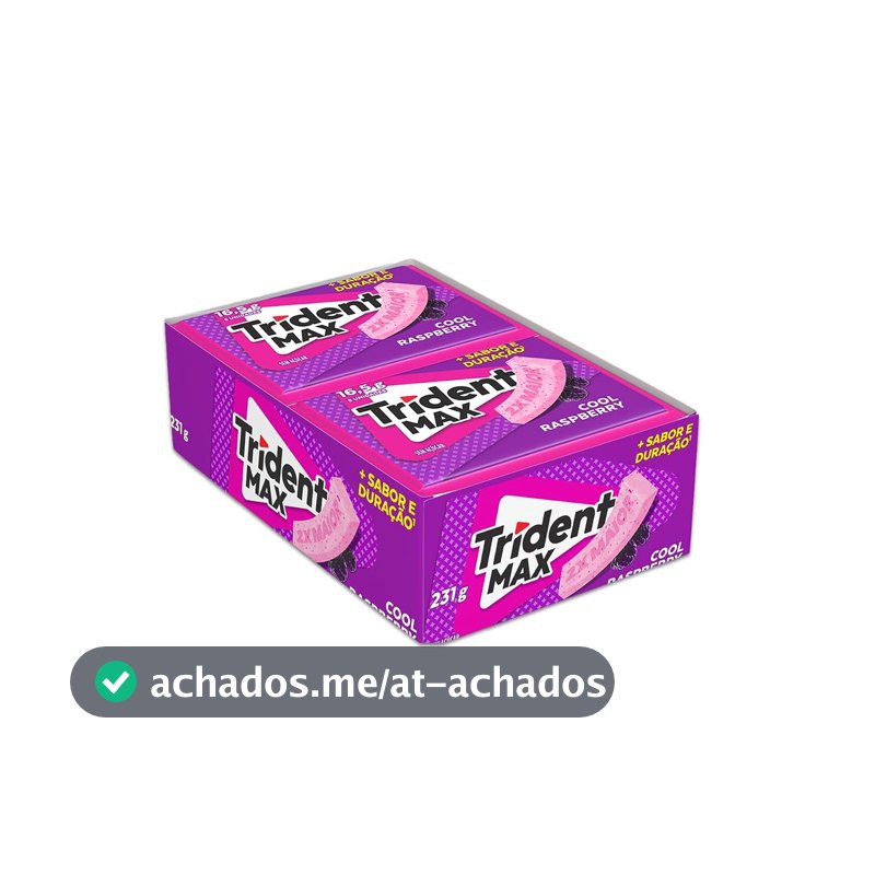 Chiclete Trident Max Cool Raspberry Sem Açúcar - Caixa com 14 unid. de 16,5g