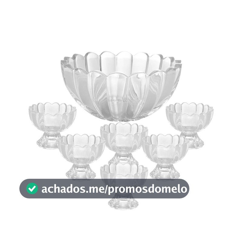 WOLFF - Conjunto 7 Peças Bowl com 6 Taças para Sobremesa Geneva 1,1L/125ml