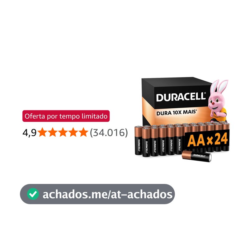 Duracell Pilhas Alcalinas AA Pequena Pack 24 Unidades – Dura até 10x Mais – Ideal para Controle de Videogame e Brinquedos