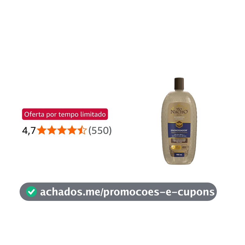 Tío Nacho Engrossador Shampoo 950ml - Antiqueda Natural com Biotina