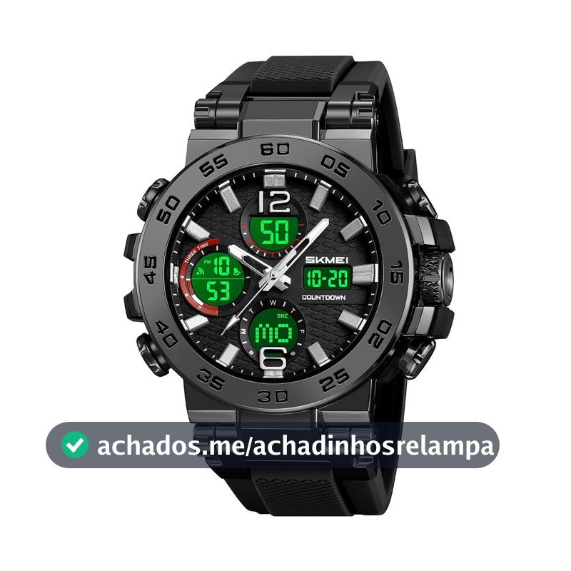Relógios Digitais Militares Masculinos Quartzo Esportivo À Prova D'água Relógios de Mostrador Grande com Alarme Fuso Horário Duplo Visor Luminoso