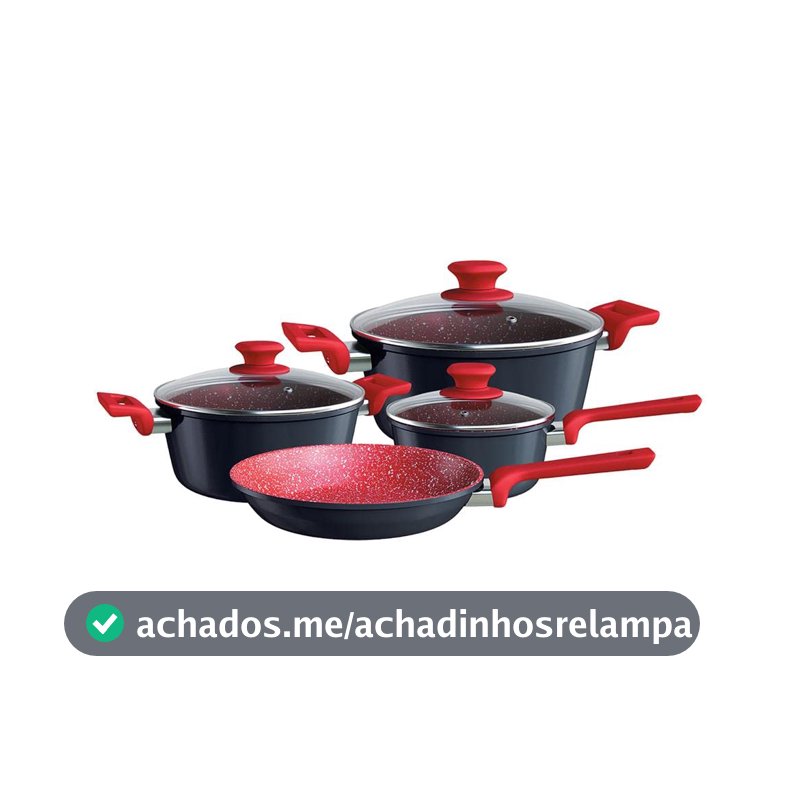 Euro Home - Conjunto de Panelas 4 peças de Alumínio com Antiaderente ColorStone Titânio - ALU8709-TI