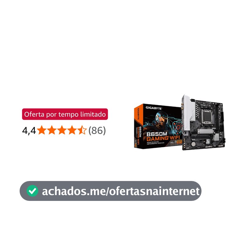Gigabyte B650M GAMING WIFI Placa-Mãe Micro-ATX, Socket AM5, DDR5, para AMD Ryzen Série 7000/8000/9000