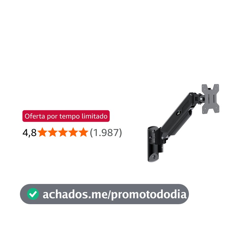 ELG, F410, Suporte Articulado de Parede, Pistão a Gás, Design Ergonômico e Ajustável, Monitores 17'' a 34'', Preto