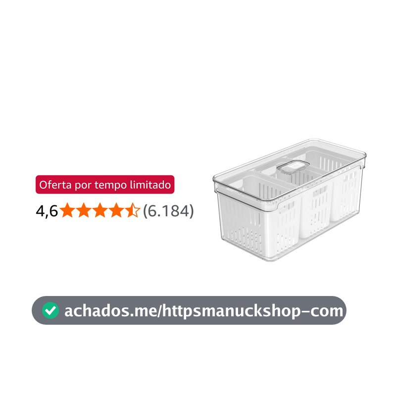 Ou Organizador de Geladeira com Cesto Triplo 5L Linha Clear Fresh