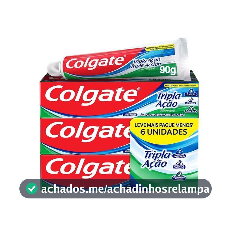 Colgate Tripla Ação Menta Original Creme Dental, 6x90g