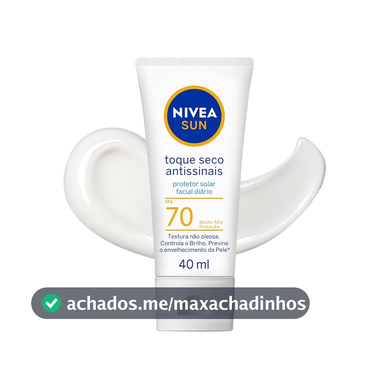 NIVEA SUN Protetor Solar Facial Toque Seco Antissinais FPS 70 40ml - Com muito alta proteção contra raios UVA/UVB, controla o brilho e previne o envelhecimento precoce