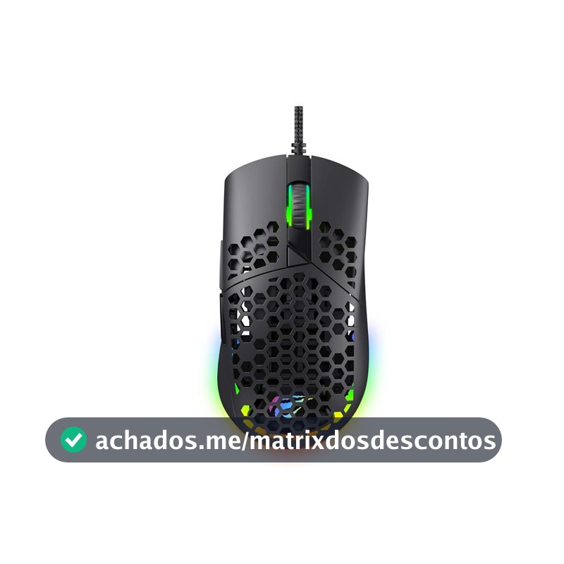 Havit Mouse Gamer MS1036 Iluminação RGB, Programação de Macros, 7 Botões, 1200-1600-2400-4800-6400-7200 DPI, USB, Redução de Peso Superior, Movimento Flexível