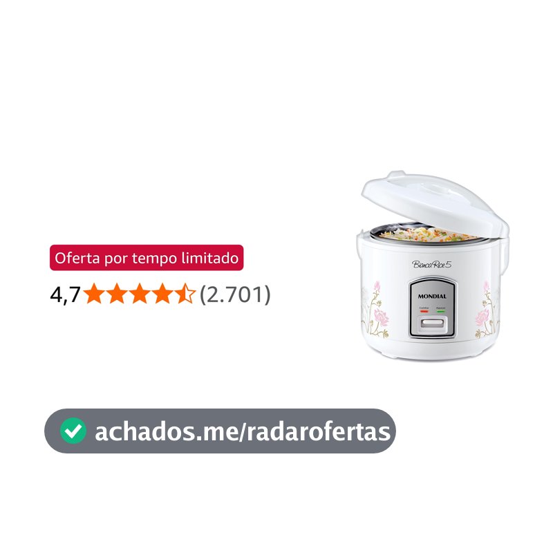 MONDIAL Panela De Arroz Bianca Rice 5, Branco, 400W, 110V - NPE-05-5X