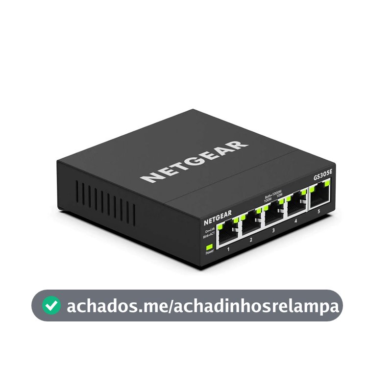 NETGEAR Switch De Rede Gerenciado Gigabit Ethernet De 5 Portas (Gs305E) - Montagem Em Mesa Ou Parede, Hub De Rede Doméstica, Divisor Ethernet De Escritório, Operação Silenciosa