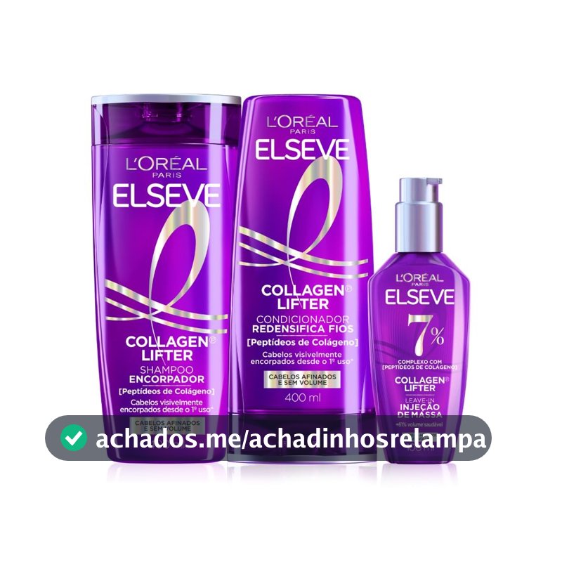 Shampoo Condicionador Sérum Elseve L'Oréal Colágeno 400ml+400ml+100ml