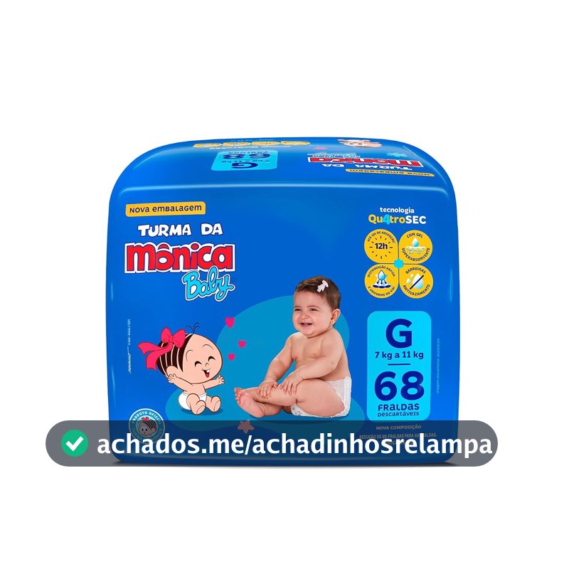 Fralda Turma da Monica Baby Giga G 68 Unidades