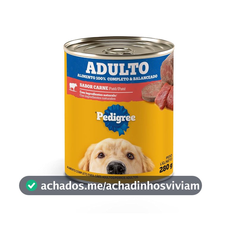 Pack de Ração Úmida Pedigree Lata Patê de Carne para Cães Adultos 280 g - 24 unidades