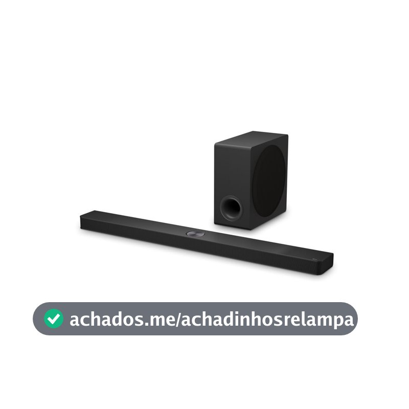 Soundbar LG Dolby Atmos, 570W RMS, 5.1.3 Canais, DTS:X, AI Room Calibration Pro, AI Sound Pro, Sem fios, WOW Orchestra, Conexões Múltiplas - S90TY