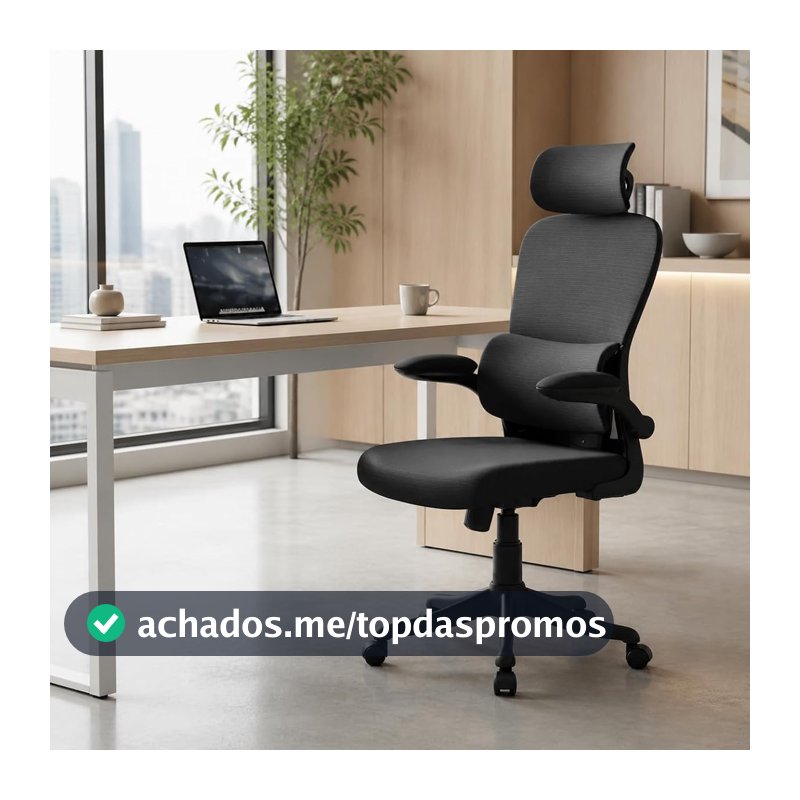 Laruno Cadeira de Escritório Almirante P600 Mesh Reclinável Preta 150kg