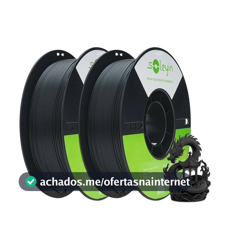 Creality 2 Rolos Filamentos Soleyin Ultra PLA 1,75 mm para Impressoras 3D, Velocidade de 300 mm/s, Alta Precisão e Sustentabilidade,para a Maioria das Impressoras 3D (preto fosco2 kg)