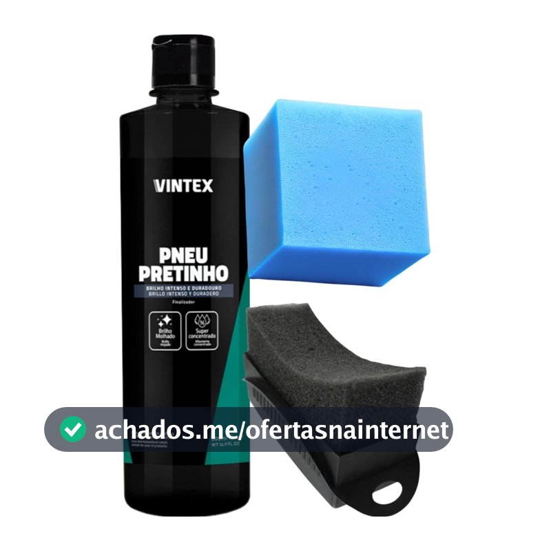Vonixx Kit Pneu Pretinho 500ML Vintex Aplicador Pretinho com Esponja para Proteção e Brilho Intenso