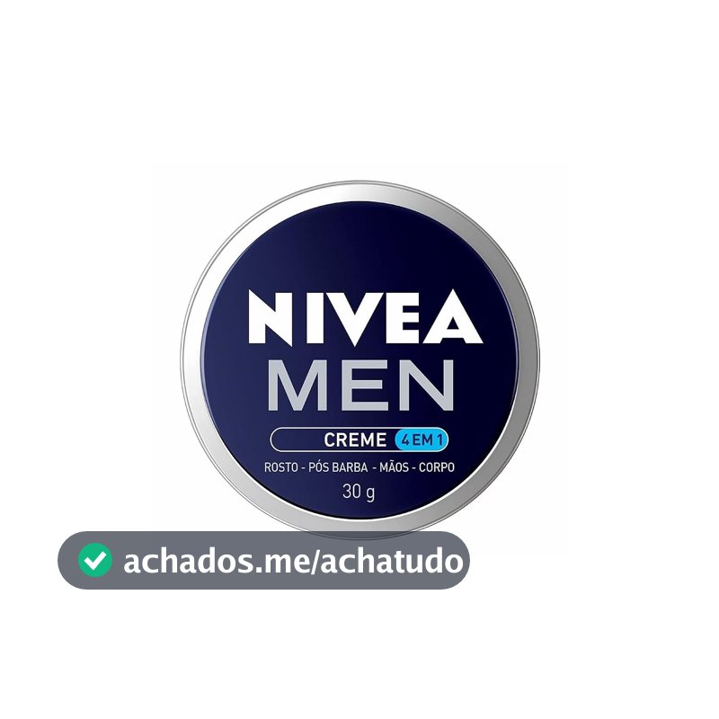 NIVEA MEN Creme 4 em 1 30g, Hidratação Intensa, Evita Ressecamento, Corporal, Facial, Mãos, Pós Barba, Pele Normal e Extrasseca