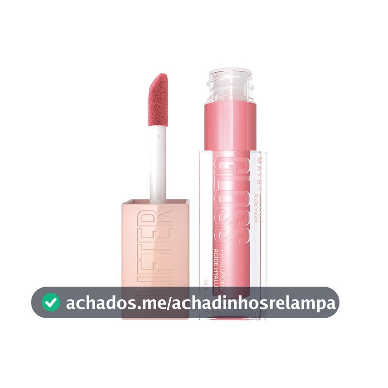 Maybelline NY Lip Lifter Gloss Brilho Labial com Ácido Hialurônico, Promove Lábios Volumosos, Hidratados e Cheios de Brilho, Aplicador XL para Make Glow, Cor Silk, 5.4ml