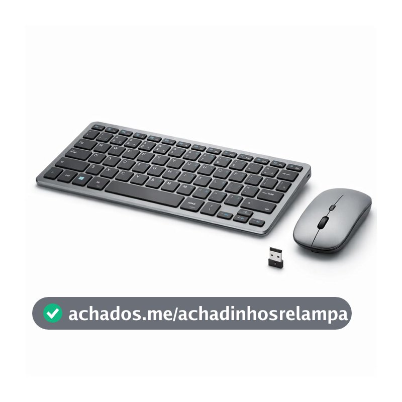 Teclado e Mouse Sem Fio, Bluetooth ABNT2, Recarregável USB-C, Silencioso, Compatível Notebook, PC, Tablet, Celular, Conexão 2.4GHz, Design Slim Compacto
