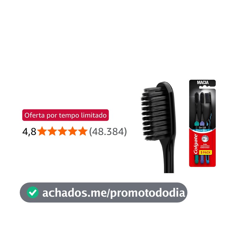 Colgate Slim Soft Black Escova de Dente Macia, 6 Unidades