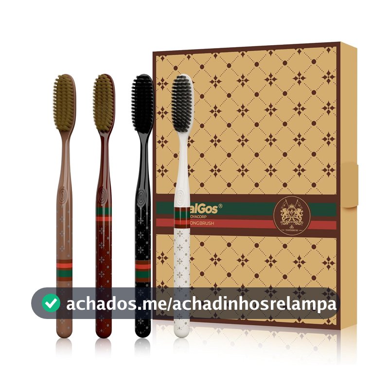 OralGos Escova de Dentes Cabeça Longa Kit com 4 Unidades, Adultos