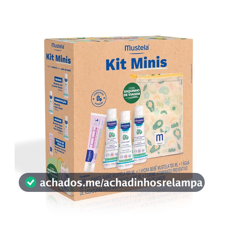 Mustela Kit Minis Travel Size - Gel Lavante + Hydra Bebê + Água de Limpeza + Creme Vitaminado Preventivo de Assaduras 54g - Nova Embalagem - Edição Limitada - Mustela Bebê e Criança