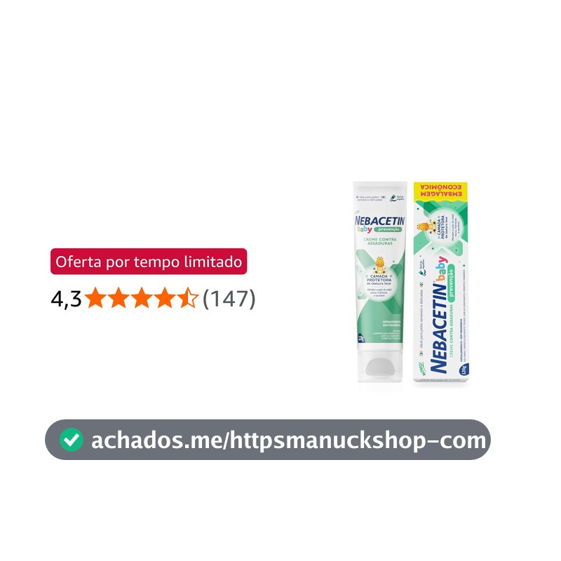Nebacetin Baby Prevenção Pomada Contra Assaduras 120g - Pele Macia Hidratada e Saudável, Para Peles Sensíveis e Delicadas do Bebê