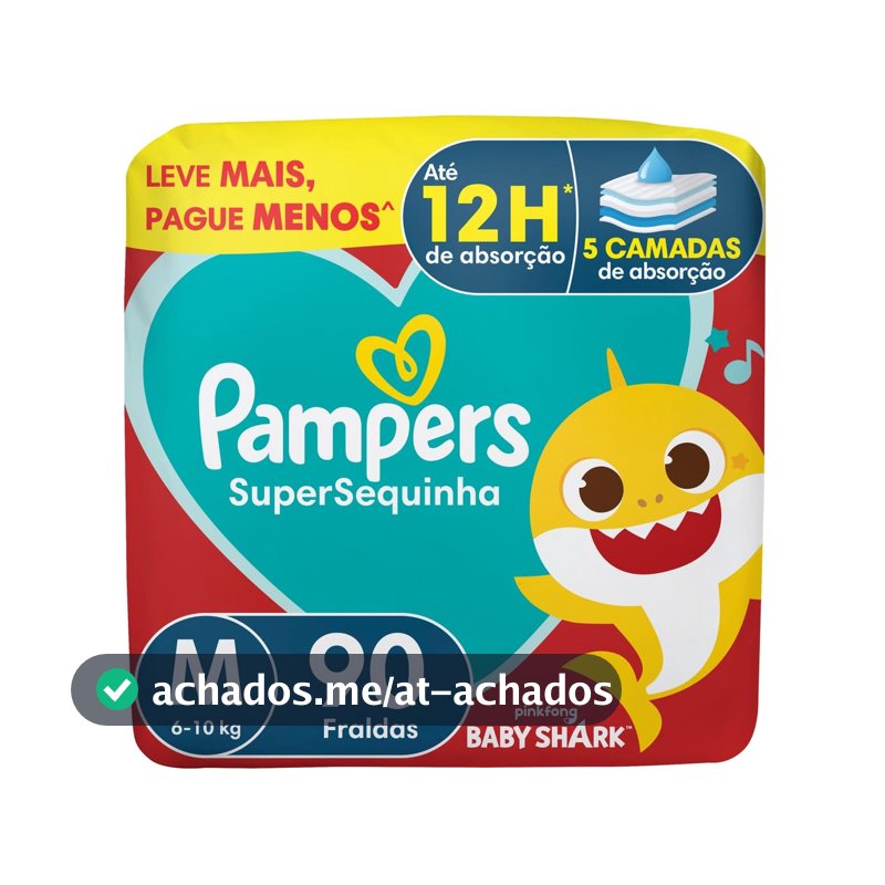 Fralda Pampers Supersequinha Tamanho M 90 Unidades