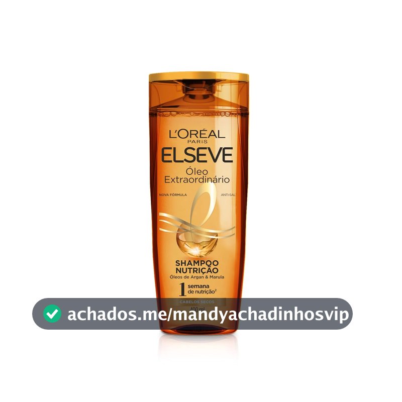 Elseve Óleo Extraordinário, Shampoo para Cabelos Secos, Nutrição com Micro-Óleos de Flores Preciosas para Brilho e Vitalidade, Leveza Infinita sem Pesar, 400ml