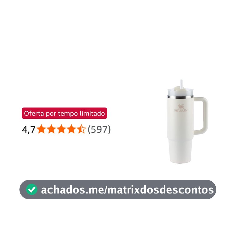 Stanley - Quencher H2.0 FlowState 1,18L - Copo de aço inoxidável com isolamento a vácuo, tampa e canudo, para água, chá gelado, café, smoothies e muito mais, Cream