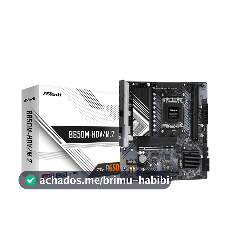 Placa Mãe ASRock B650M-HDV/M.2, Chipset B650, AMD AM5, mATX, DDR5