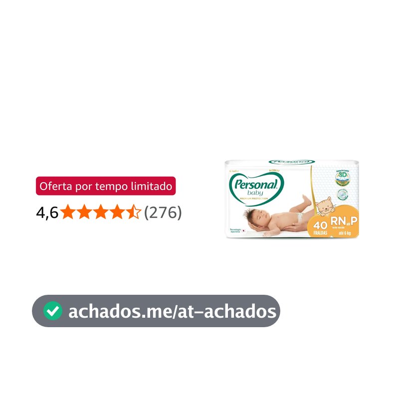Personal Fralda Baby Premium Protection P, 40 Unidades