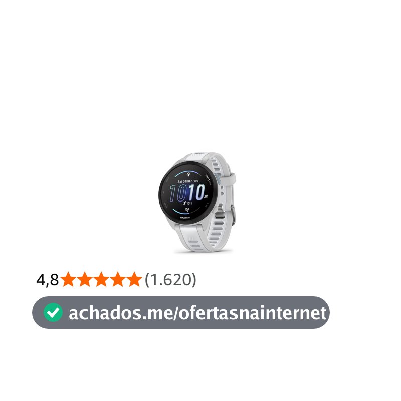 Garmin Relógio Forerunner 165 Branco com Cinza 43mm com Monitor Cardíaco de Pulso e GPS