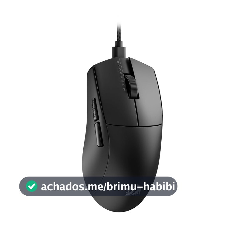 Mouse Gamer Redragon K1ng 1K Preto PAW3327 Cabo USB Tipo-C Removível 12400 DPI M724
