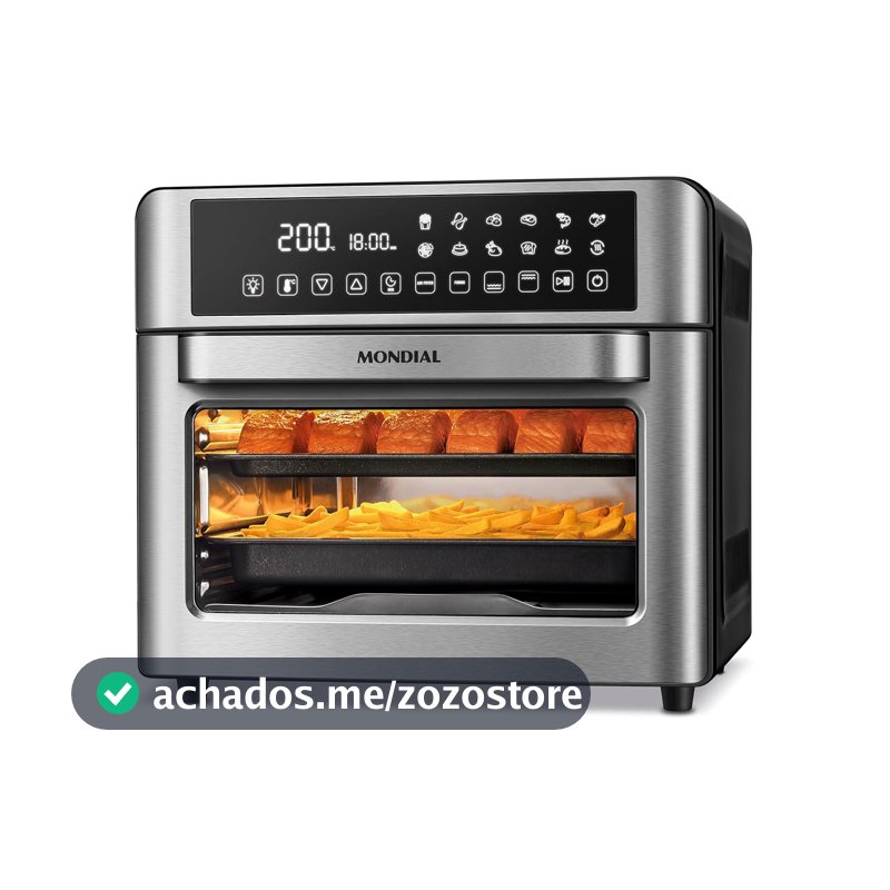 MONDIAL Fritadeira Air Fryer Forno Oven Digital 25L, Preto/Inox, 2000W, 110V - AFO-25L-BI