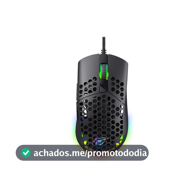 Havit Mouse Gamer MS1036 Iluminação RGB, Programação de Macros, 7 Botões, 1200-1600-2400-4800-6400-7200 DPI, USB, Redução de Peso Superior, Movimento Flexível
