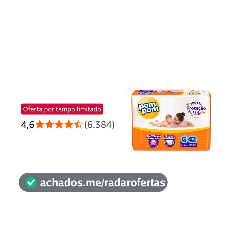 Fralda Pom Pom Protek Proteção de Mãe Mega G 42 Unidades
