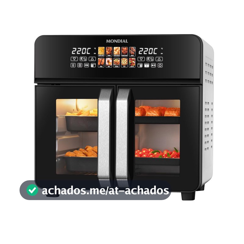 MONDIAL Air Fryer Forno 25L French Door, Preto/Inox, 2000W, 110V - AFDO-25L-FD