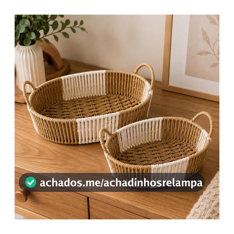 Kit 2 Cestos Organizadores Ovais com Alças