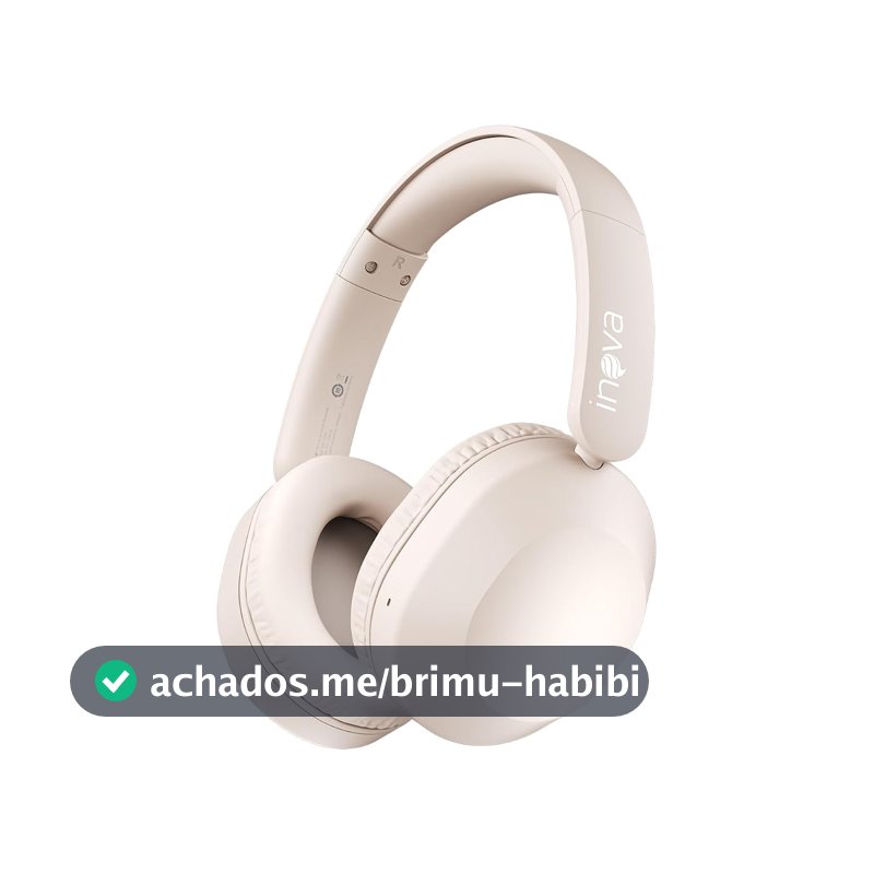 INAVA Headphone Bluethooth, 25h, Áudio Hi-Res, Headset com Microfone, ENC, Fone de Ouvido Bluetooth, Suitable for Travel, Home, and Office Use (Branco)