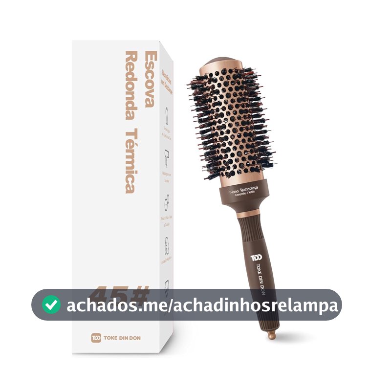 TOKE DIN DON Escova Redonda Modeladora Térmica Vazada Cerdas de Javali 45mm