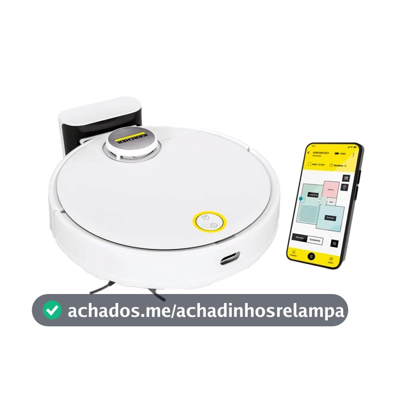 Kärcher Robô Aspirador de Pó RCV 3 com Mapeamento Inteligente, Aspira e Passa Pano. Controle via Aplicativo. Autonomia de 120 min. Navegação a Laser LiDAR e Sensor 360° - Bivolt