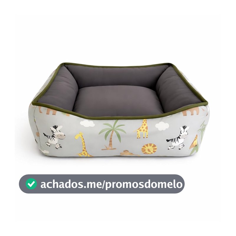Cama PET dupla face com zíper para fácil remoção da espuma e lavagem (Médio, Safari e cinza)