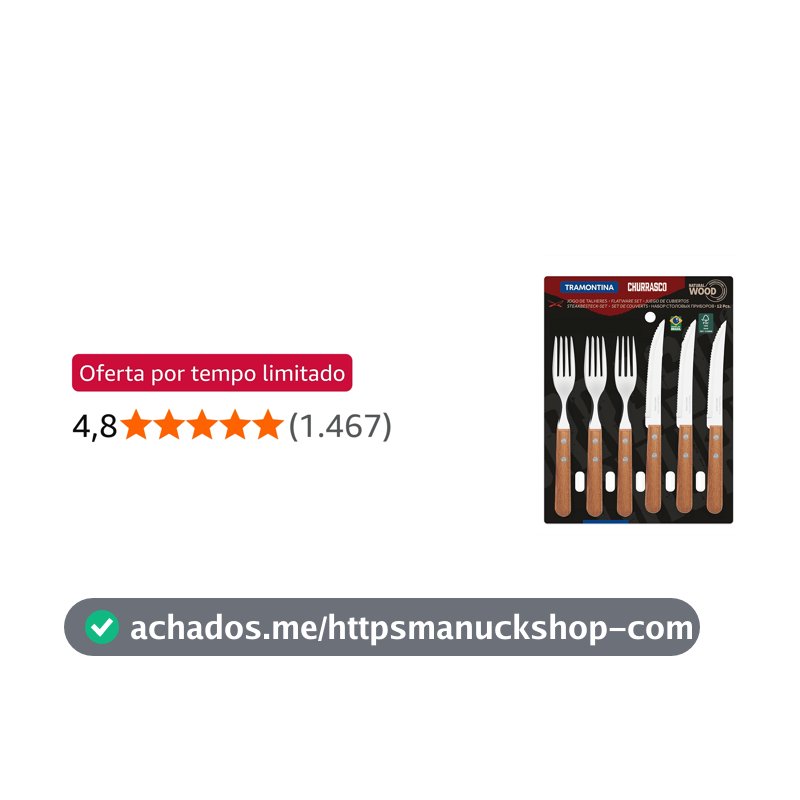 JOGO DE TALHERES PARA CHURRASCO DYNAMIC SORTIDOS COM LAMINAS DE ACO INOX E CABOS DE MADEIRA - 12 PEÇAS