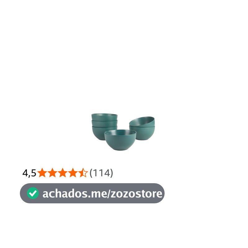 10 Strawberry Street Tigela de cereal Wazee Matte 14 cm/453.6 g, conjunto de 6, verde esmeralda