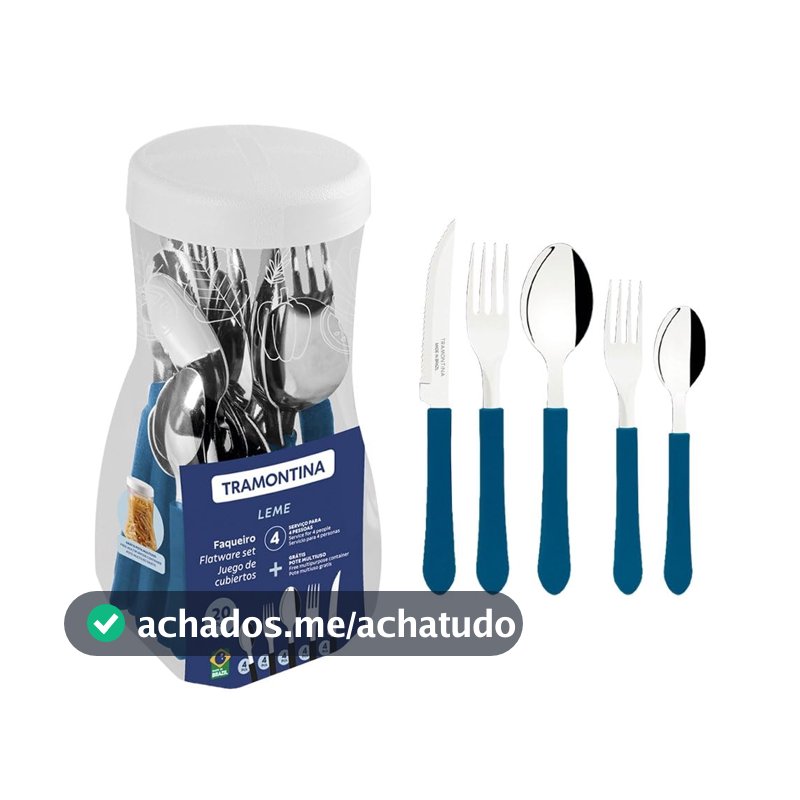Faqueiro Inox 20 peças Leme Azul - Tramontina