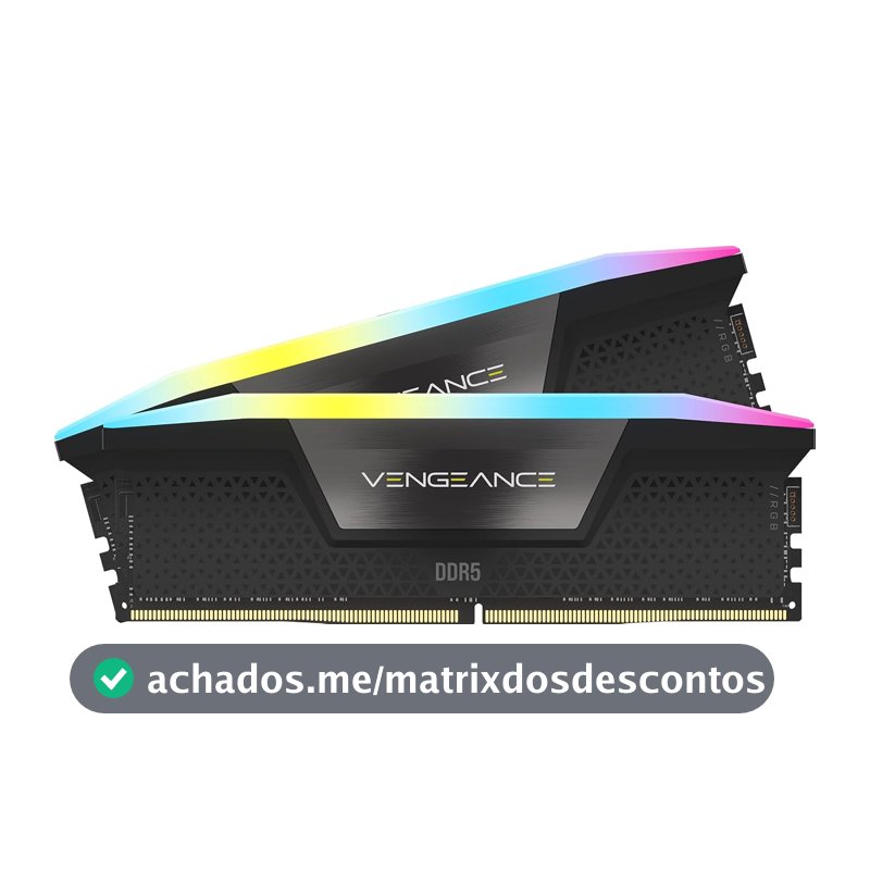 Memória Corsair Vengeance RGB - 32GB (2x16GB), DDR5, 5200Mhz, C40, Preto - CMH32GX5M2B5200C40